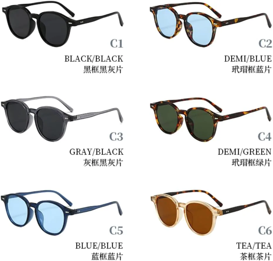 

Солнцезащитные очки с защитой UV400 | Круглые синие линзы с заклепками | Для женщин и мужчин, для занятий спортом на открытом воздухе и вождения DSVIGF, 10