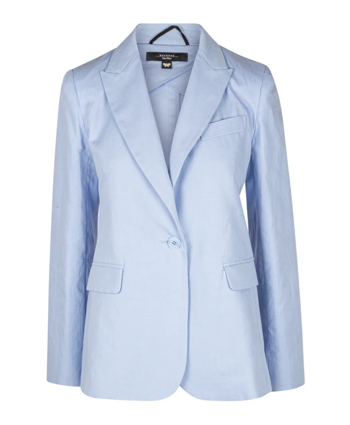 

Блейзер из хлопка и льна с лацканами Weekend Max Mara, синий