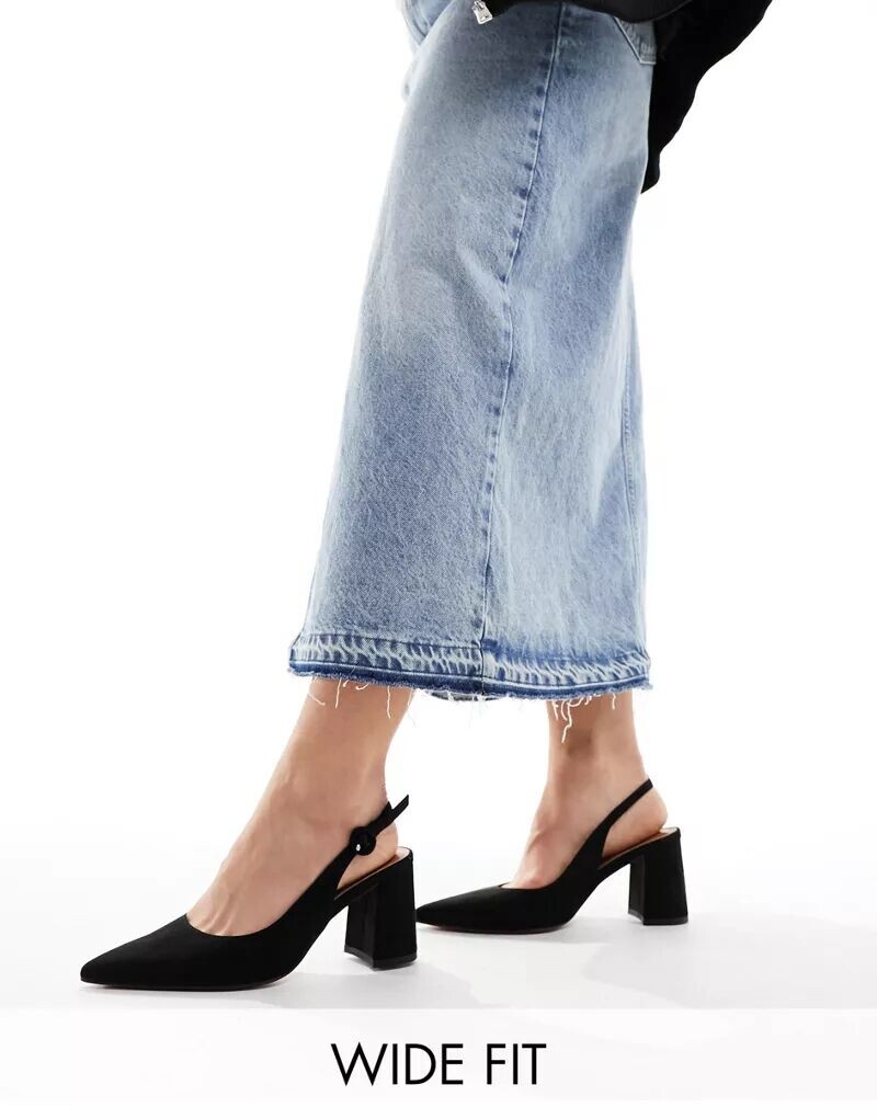 Черные туфли на блочном каблуке с ремешками ASOS Sutton и широкой посадкой