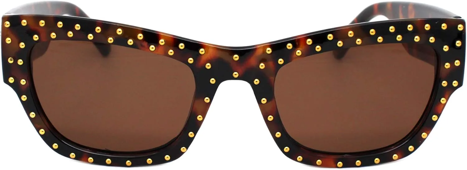 

Женские солнцезащитные очки PASTL с золотыми заклепками, стильный дизайнерский дизайн, прямоугольная форма, защита от ультрафиолета UV400, Tortoise (Brown)