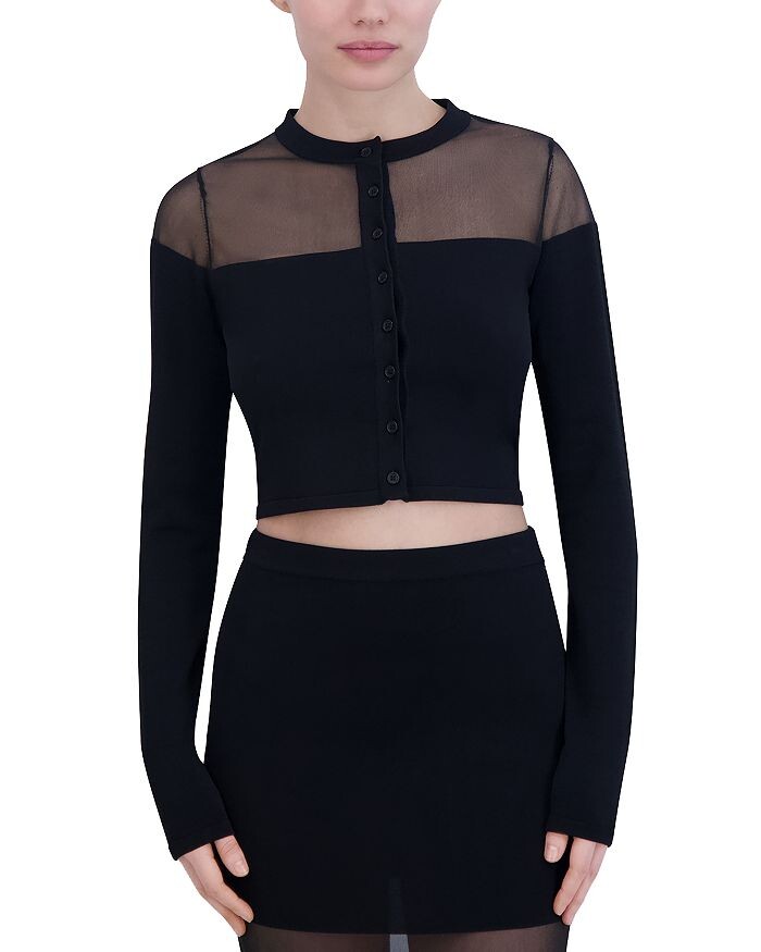 

BCBGMAXAZRIA Джемпер-кардиган с иллюзионной отделкой, черный