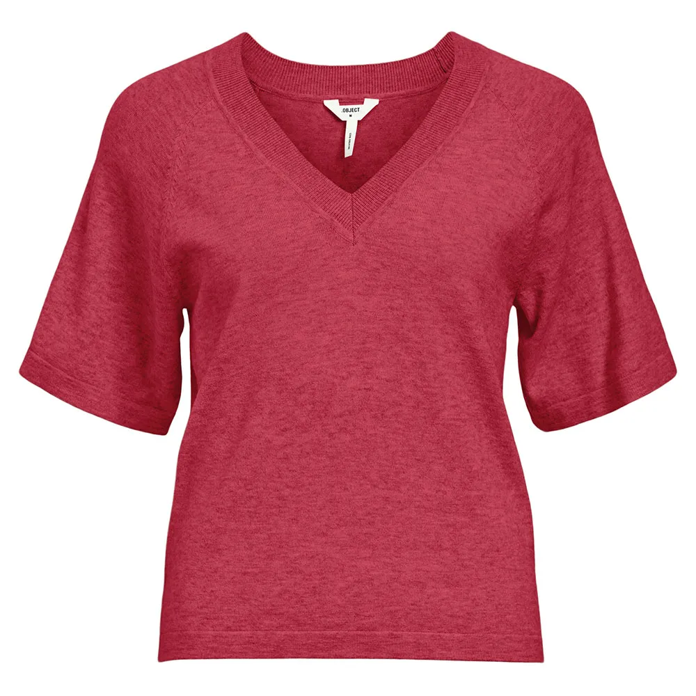 

Футболка Object Thess short sleeve v neck, красный