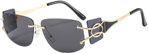 

Винтажные модные солнцезащитные очки 2026 года, без оправы, градиентные, с защитой от УФ-излучения UV400, летние, для путешествий, для женщин, черные, одна пара MTZJH, One Color