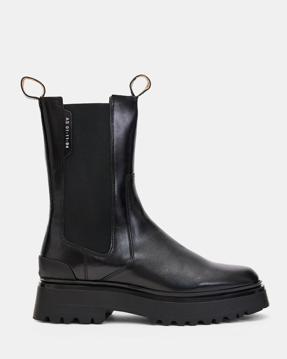 

Янтарные кожаные сапоги AllSaints, черный