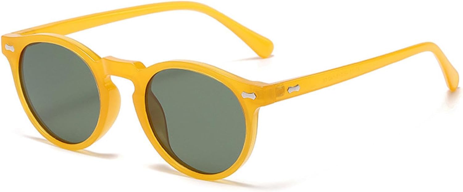 

Ретро круглые солнцезащитные очки для женщин, модные, с заклепками, защита от УФ-излучения UV400, для мужчин, панк, темно-зеленые солнцезащитные очки VVTWSSW, Orange Dark Green