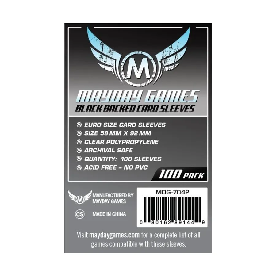 

Рукава для карточек евро — черная подкладка (100), Board Game Sleeves (Mayday Games)