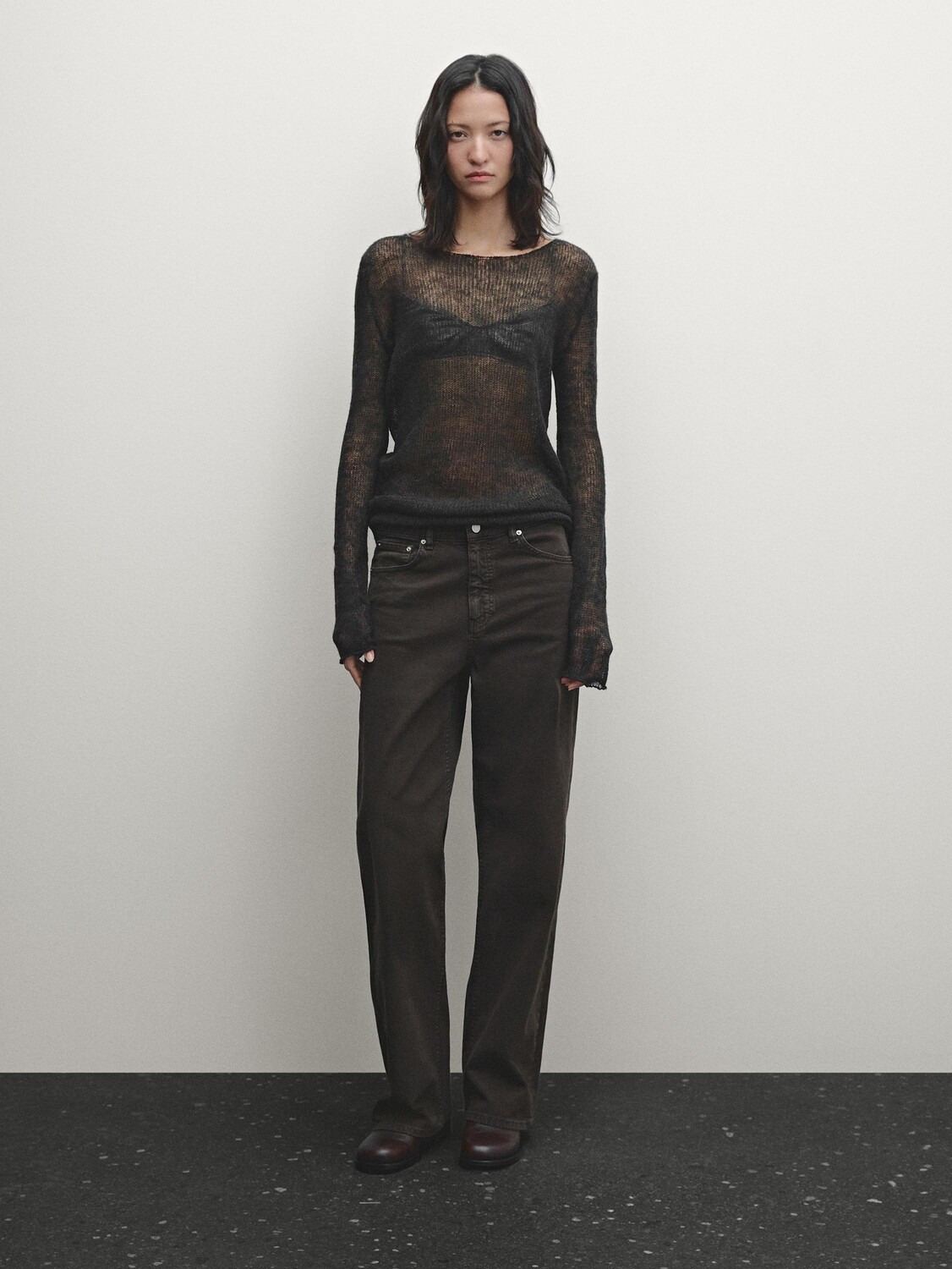 

Свитер с ажурной вязкой Massimo Dutti, зеленый