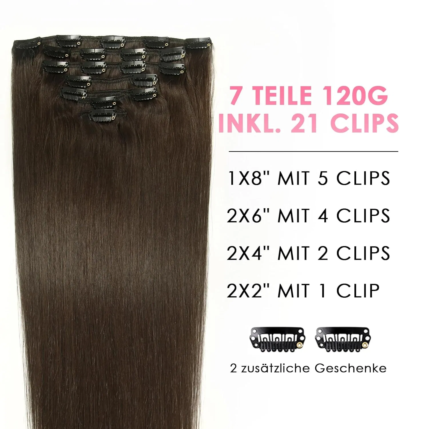 Накладные пряди для волос «Clip-In Real Hair Extensions» от WOWANGEL Wowangel, Brown — фото 2