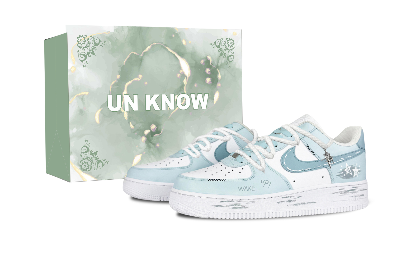 

Nike Air Force 1 Realm Of Sky нескользящие устойчивые к истиранию низкие кроссовки для скейтбординга sky blue детские