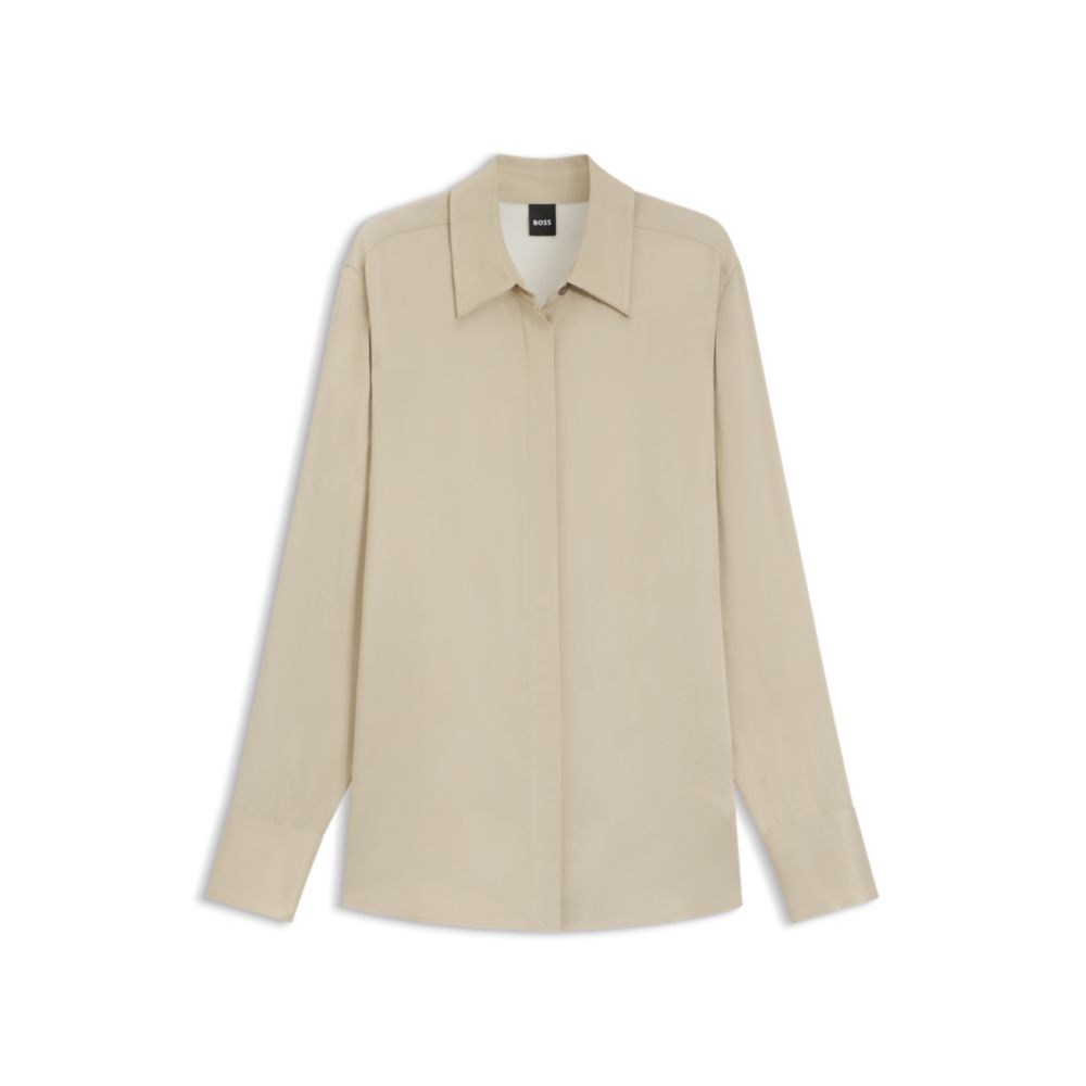 

Блузка прямого кроя из сатина BOSS, светло-бежевый