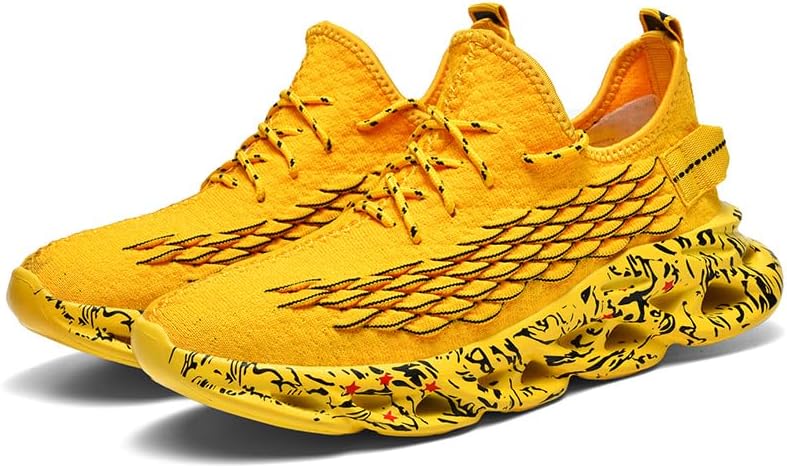 

Мужские кроссовки с лезвием, дышащие мужские теннисные кроссовки, спортивная мягкая подошва, мужская беговая обувь с нескользящей подошвой Biuhfn, желтый