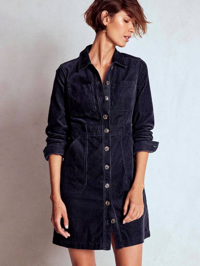 

Мини-платье Amanda из смесового вельвета с хлопком Boden, Navy