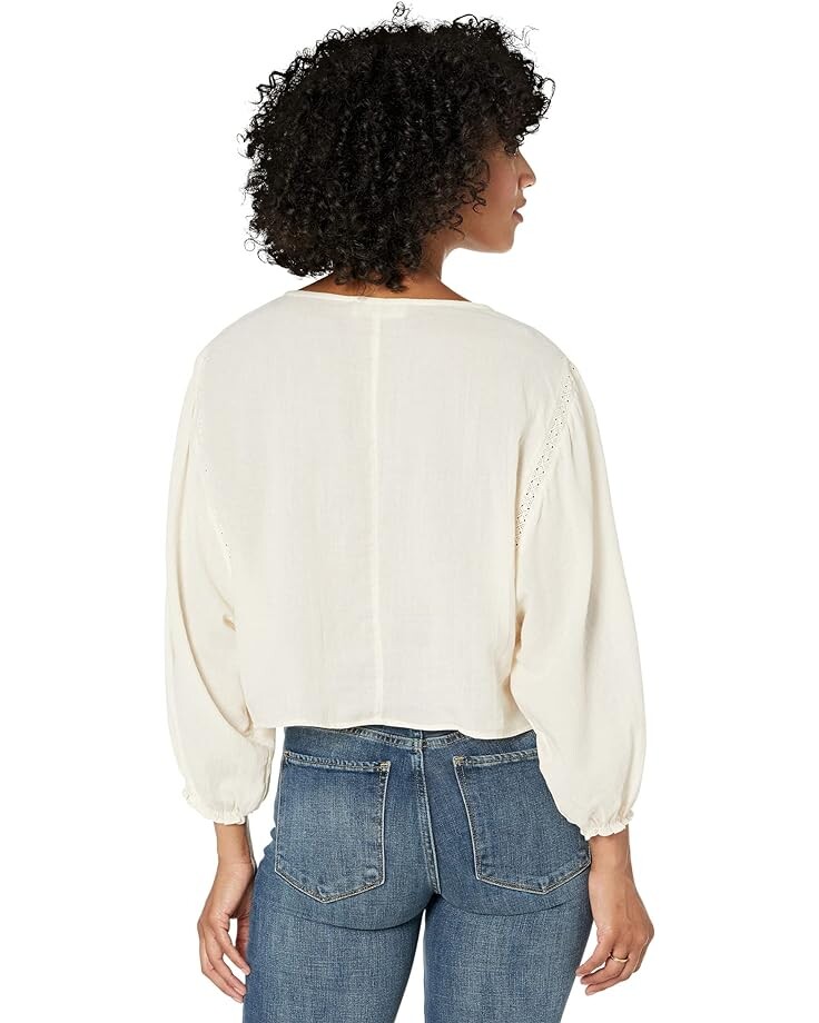 

Блуза Lucky Brand Embroidered Round Neck Boxy Blouse, белый