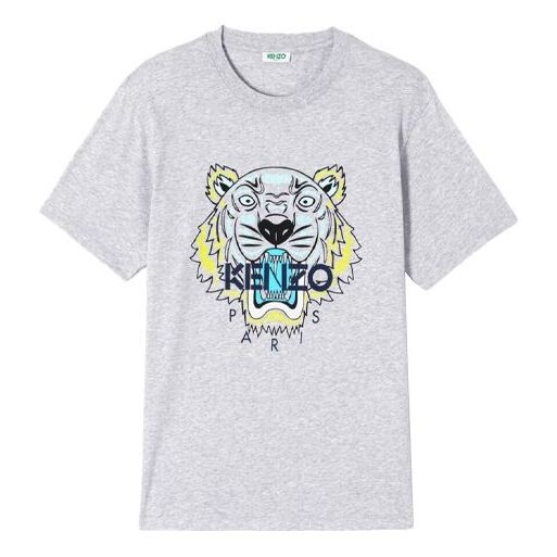 

Футболка men's alphabet tiger head pattern printing round neck short sleeve light grey Kenzo, серый