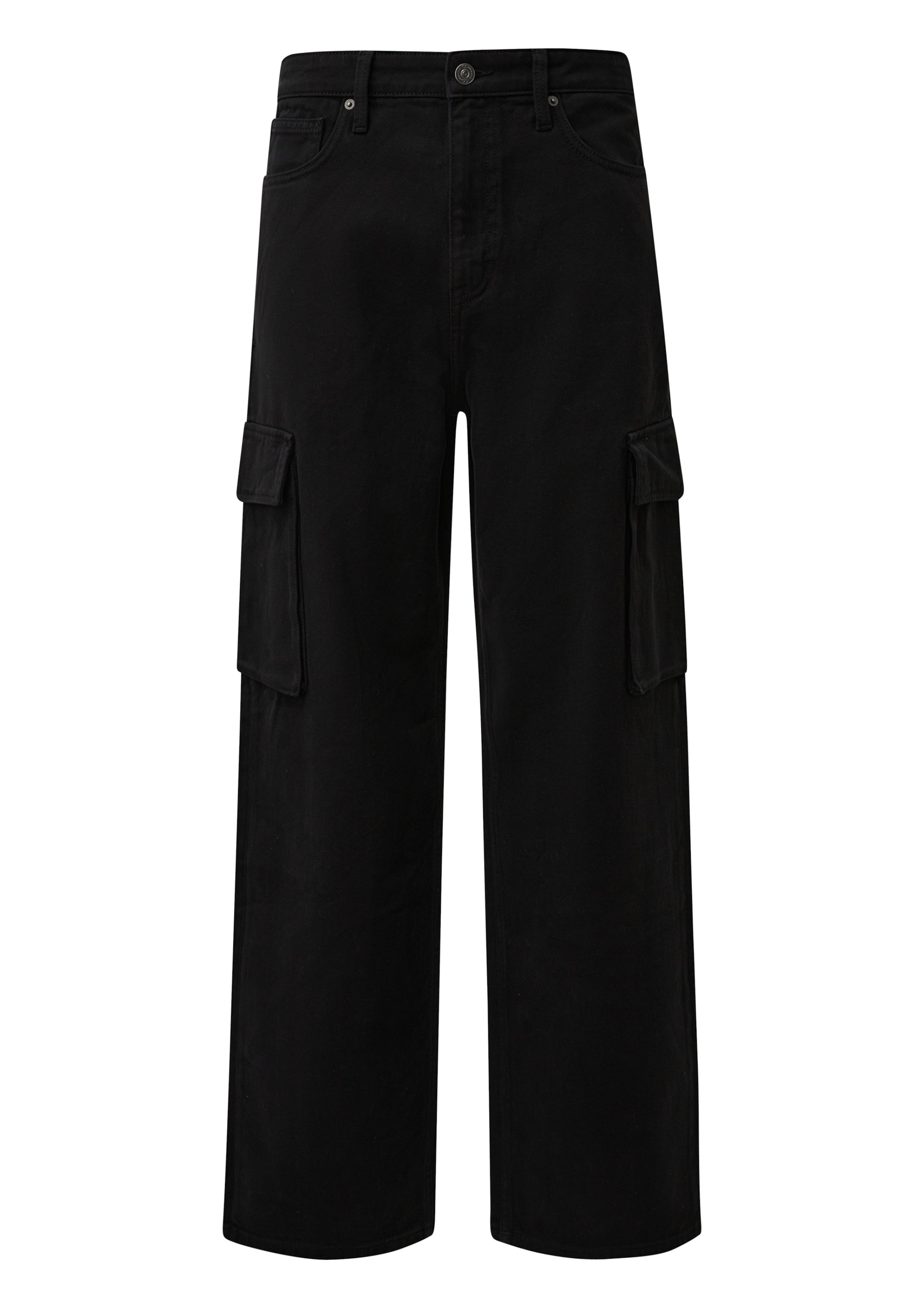 

QS Черные карго-джинсы свободного кроя