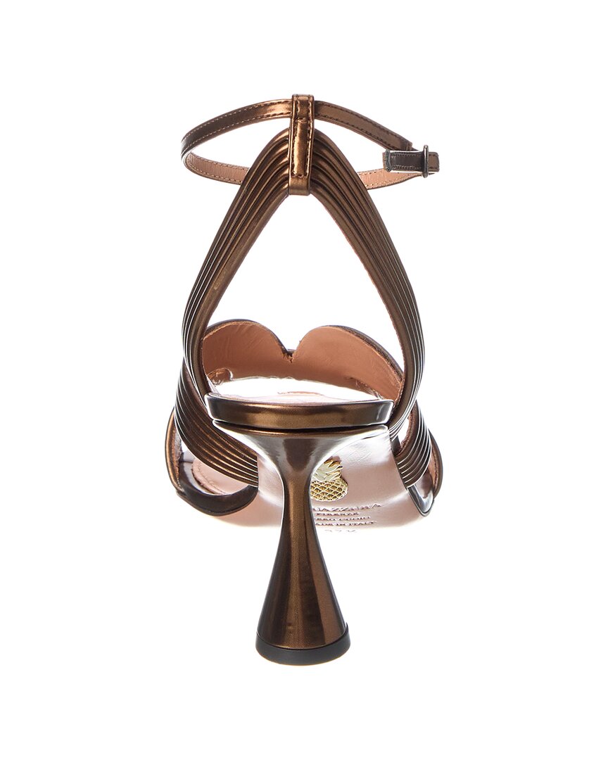 Aquazzura Darly 75 Metallic Leather Sandal, коричневый — фото 3