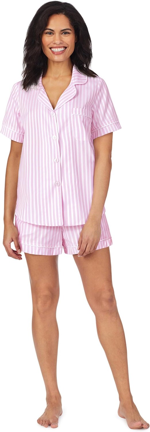 

Короткий комплект из органического хлопка с короткими рукавами Bedhead PJs, цвет Pink 3-D