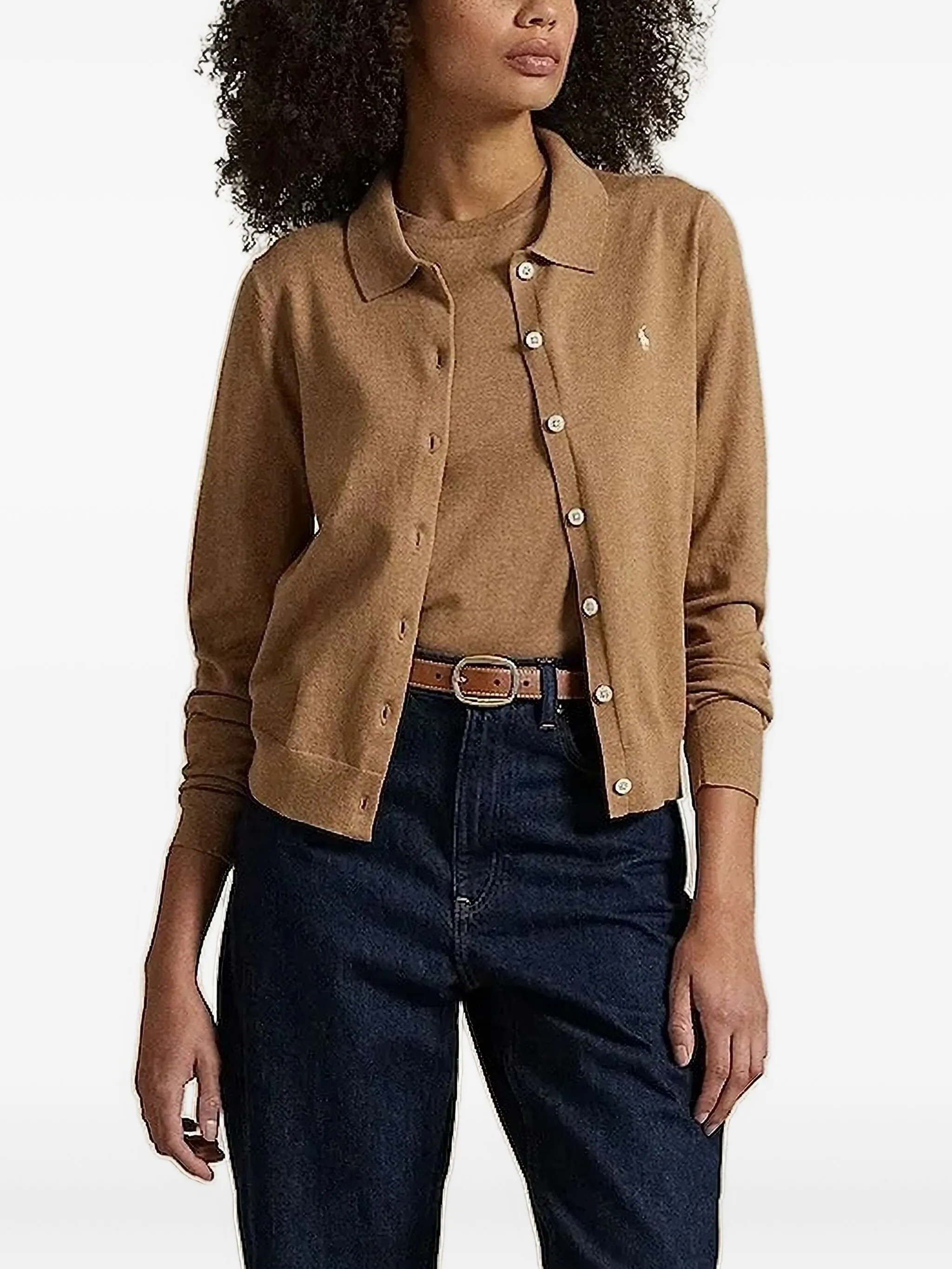 

Кардиган с воротником поло Polo Ralph Lauren, коричневый