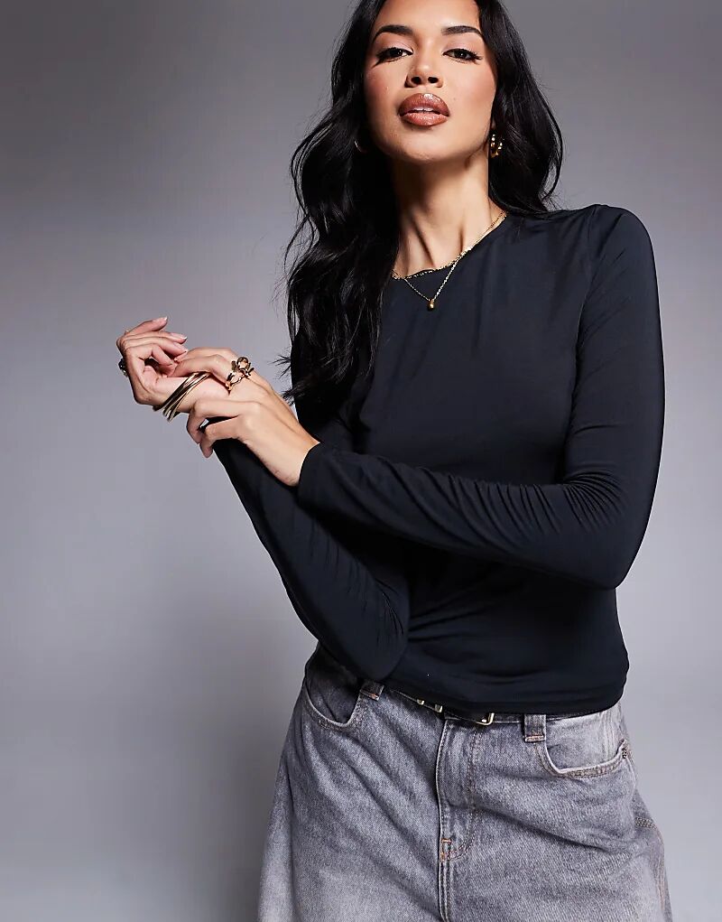 

Облегающий топ с длинными рукавами ASOS DESIGN черного цвета
