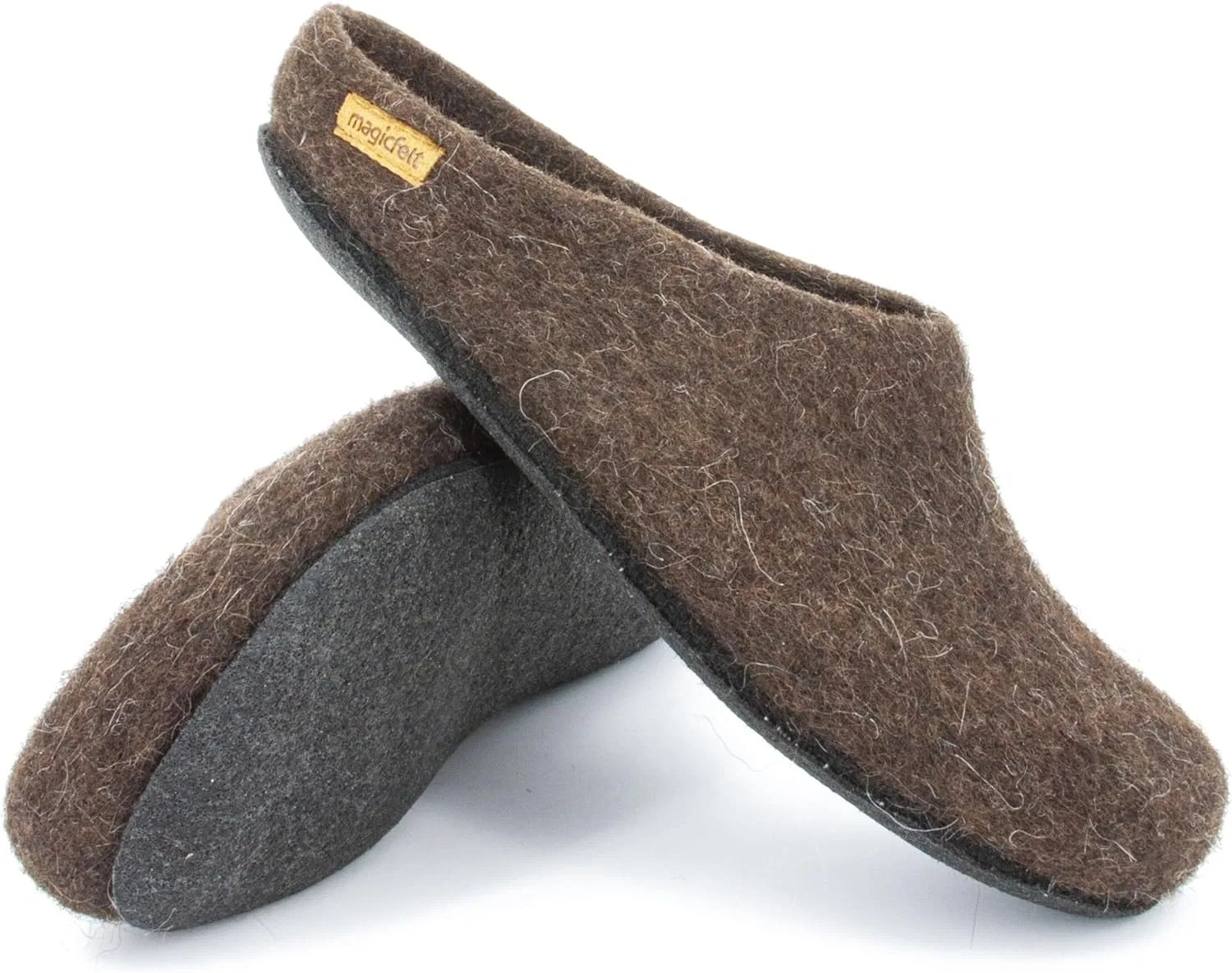 Войлочные тапочки Magicfelt от 719 - Тапочки для мужчин и женщин | Шерстяные туфли унисекс - 100% неокрашенная шерсть редких пород овец - Нескользящая войлочная подошва, Mountain Sheep Brown