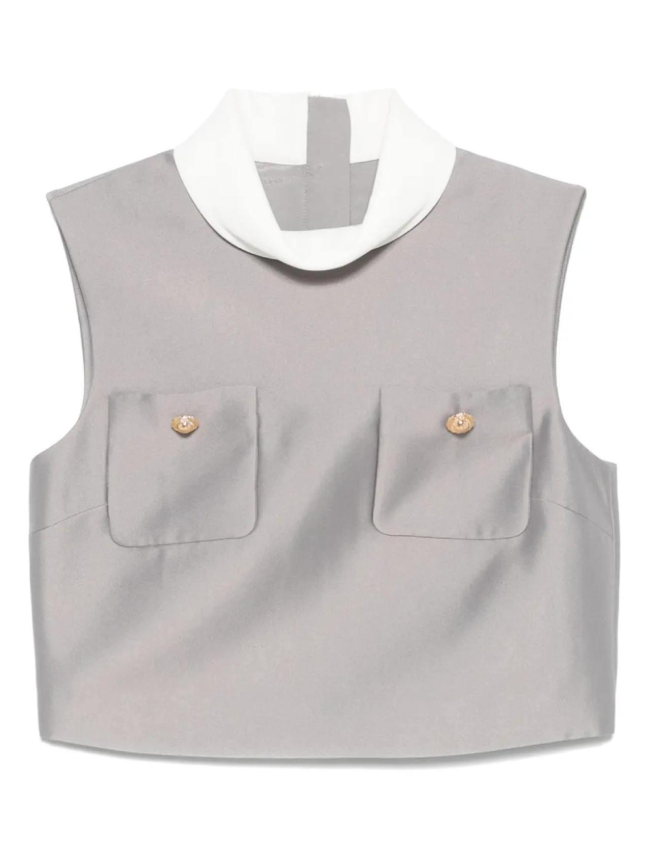 

Топ Self-Portrait satin-finish top, серый