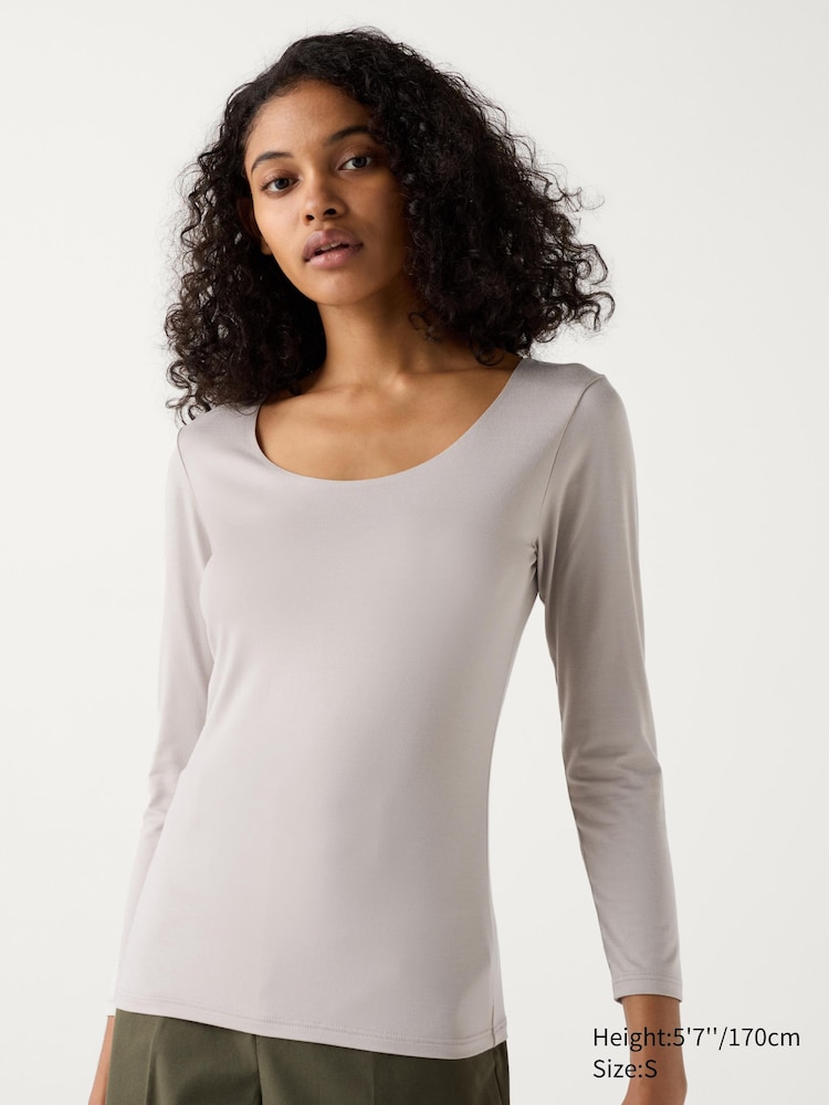 

Футболка Heattech с круглым вырезом Uniqlo, цвет 02 серый
