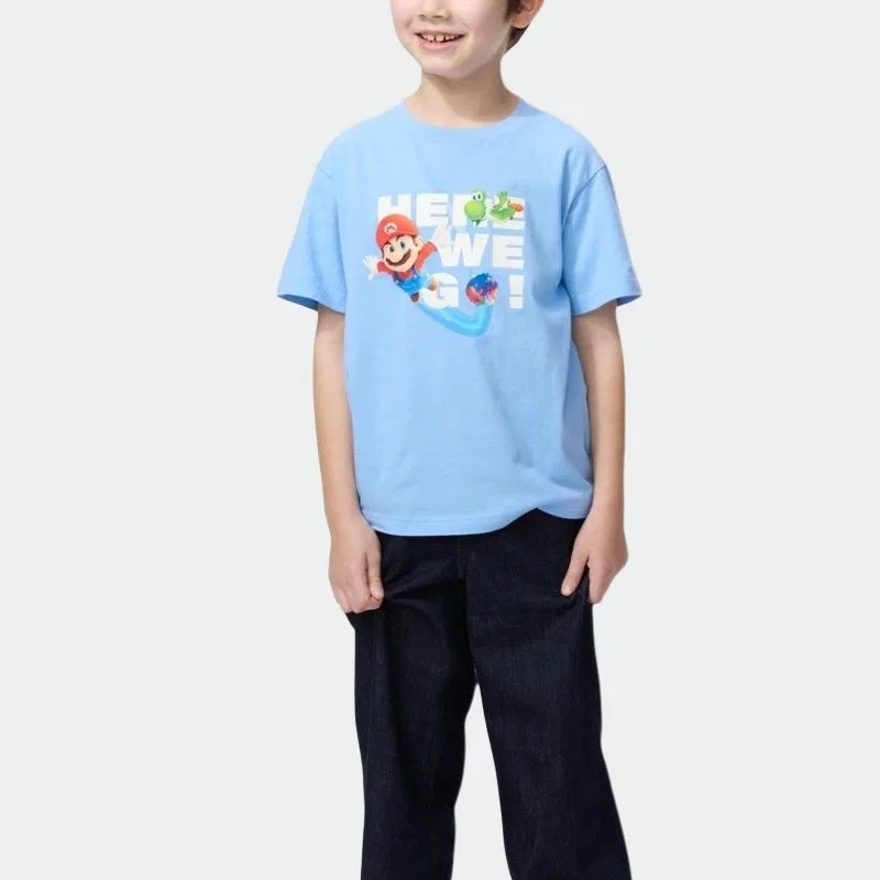 Футболка x Mario Movie для детей UNIQLO, Aqua Blue — фото 3