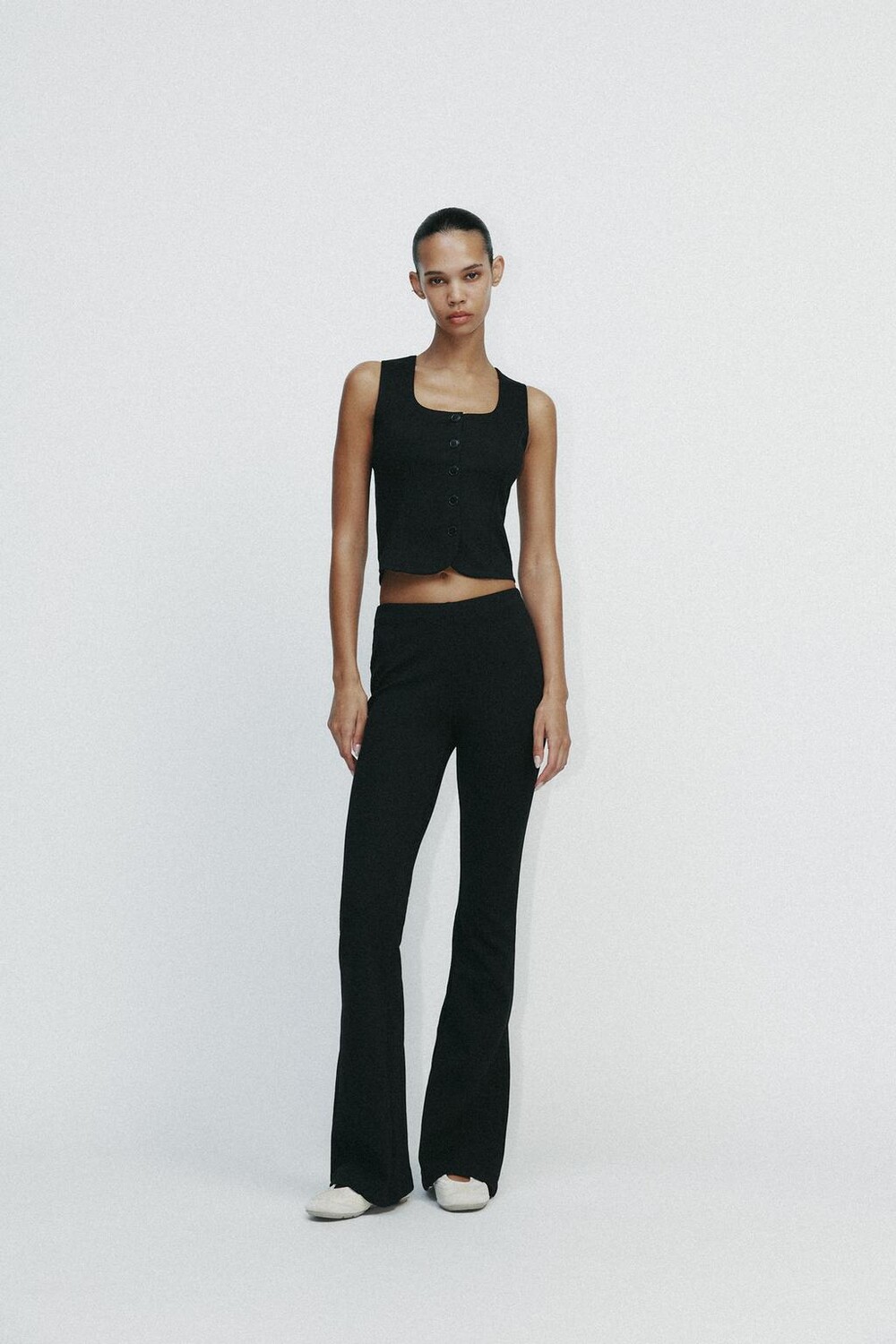 

Брюки расклешенные из интерлока ZARA, черный