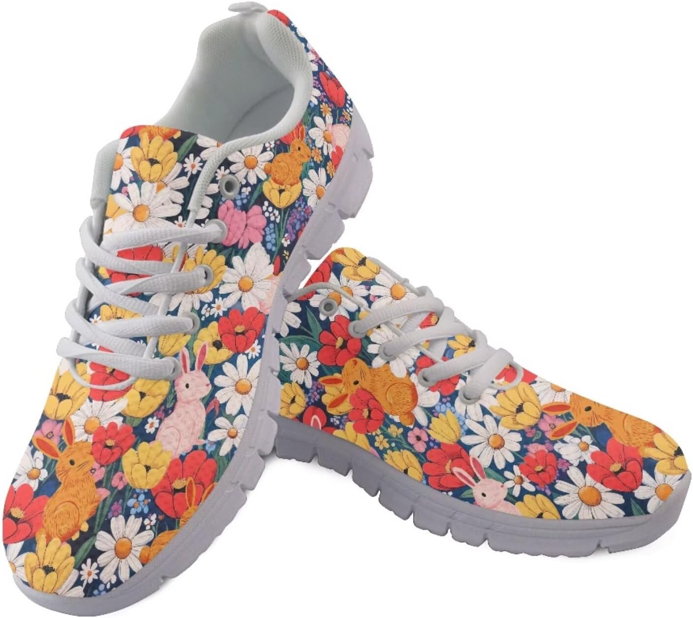 

Кроссовки для взрослых унисекс с черепом и розой, готические Y2K, легкие спортивные кроссовки для бега, тенниса, ходьбы и фитнеса Getelinseng, Rabbit Blossom