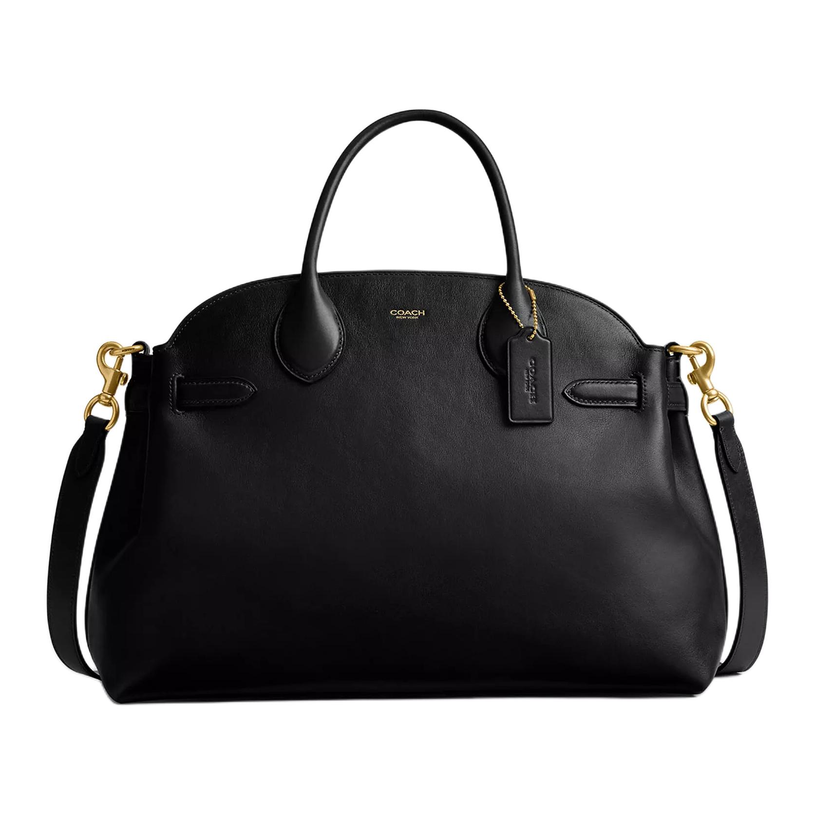

Empire Carryall Grain Leather Shoulder Bag черезплечная сумка женская большая черная COACH, Set (Bag+Dust Bag)