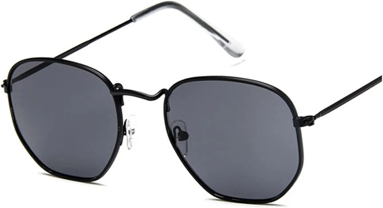 

Дизайнерские солнцезащитные очки с шестиугольными плоскими линзами. Новые винтажные женские зеркальные солнцезащитные очки для вождения YGDBXHYD, Silver Frame Silver