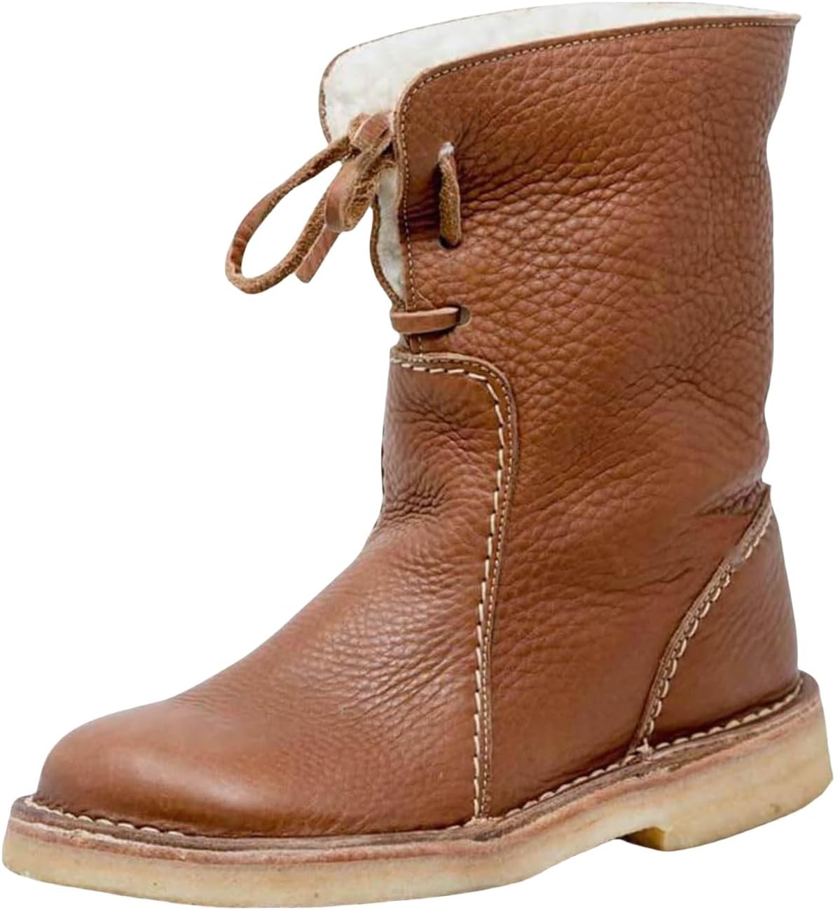 

Женские ботинки винтажные, с мягкой водонепроницаемой подкладкой из шерсти, складной верх, массивный низкий каблук, платформа, повседневные модные ботильоны Kvotuu, коричневый