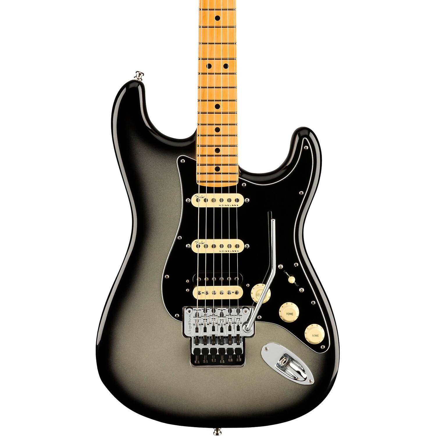 

Fender American Ultra Luxe Stratocaster HSS Floyd Rose Maple Электрогитара с накладкой на гриф Silver Burst