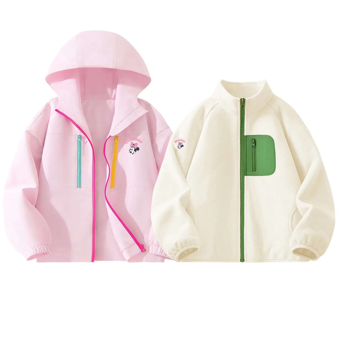 Детская повседневная худи с капюшоном Disney, [Thickened and Fleece-Lined]Silicone Di Lift Eye K Sweet Pink+Dini Medium Round Hook-and-Loop K Light Milk White