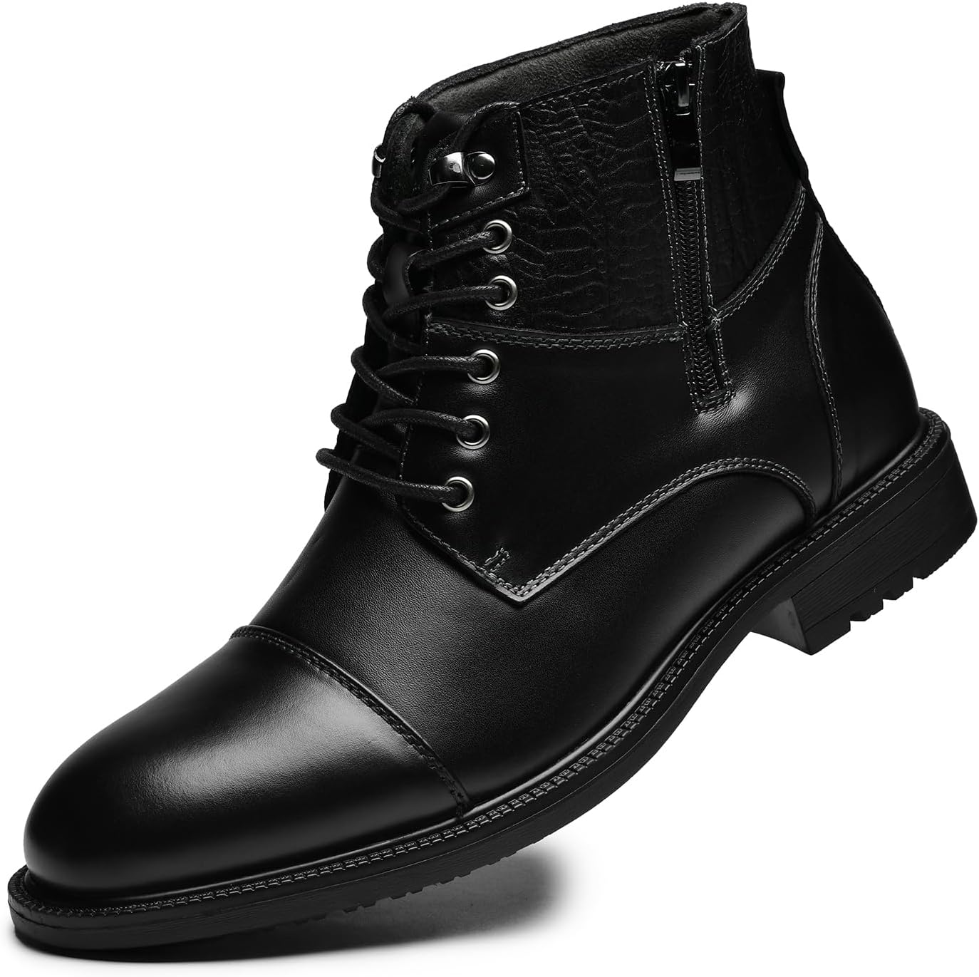 

Мужские оксфорды Holy Dove из кожи с каплевидным носком, боковой молнией, модного стиля, средней высоты, ботинки-чукка до щиколотки, Black Emb(313)