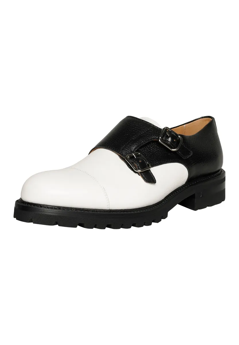 Тапочки Henry Stevens "Barkley CDM business Shoes", мужские кожаные тапочки ручной работы, костюмные туфли, черно-белый — фото 2
