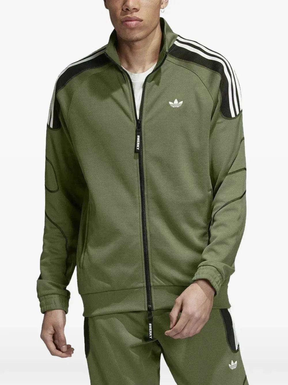 Толстовка на молнии с логотипом Adidas, зеленый