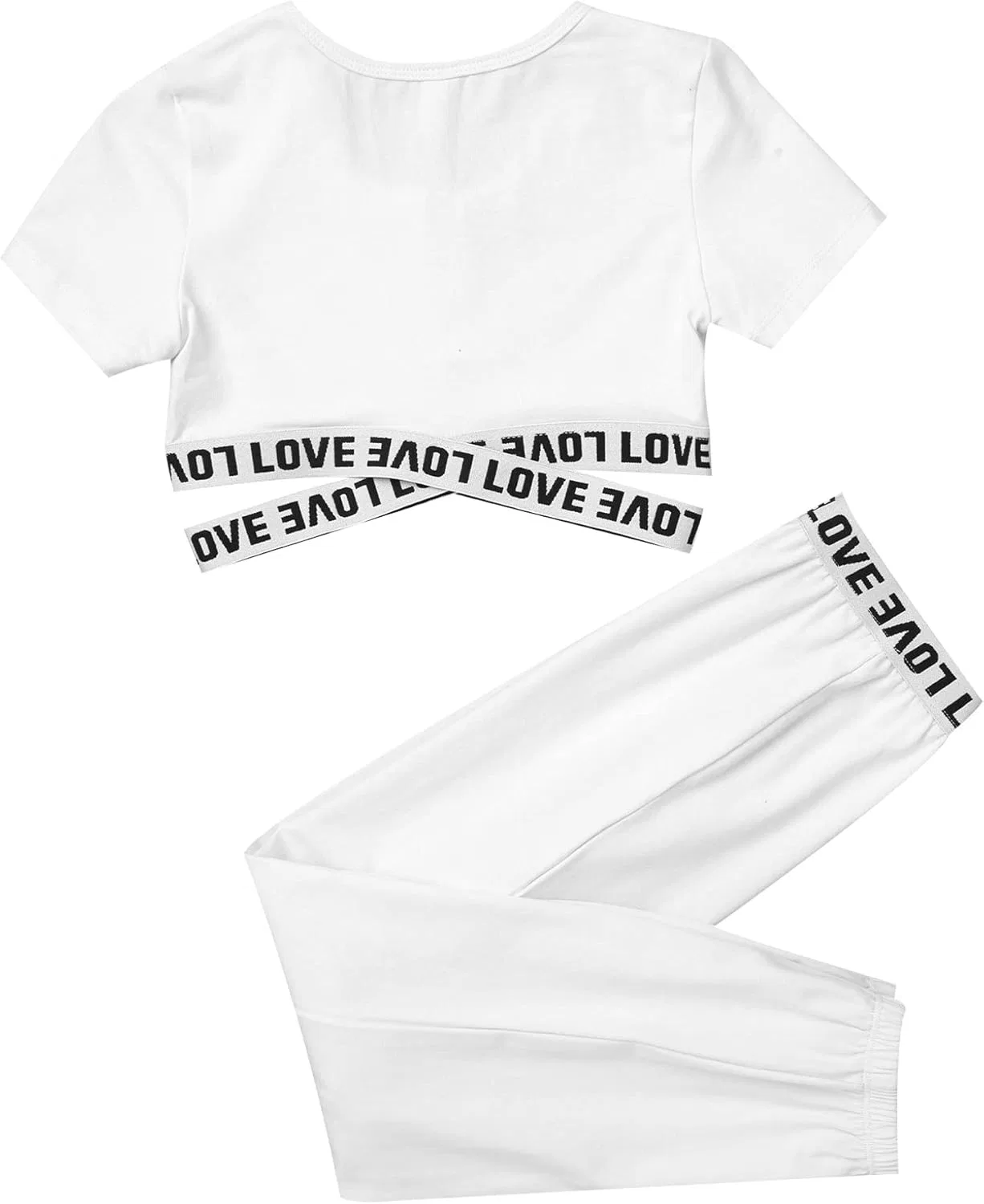 Детский спортивный костюм Mufeng, топ и леггинсы, Short Sleeve White — фото 4