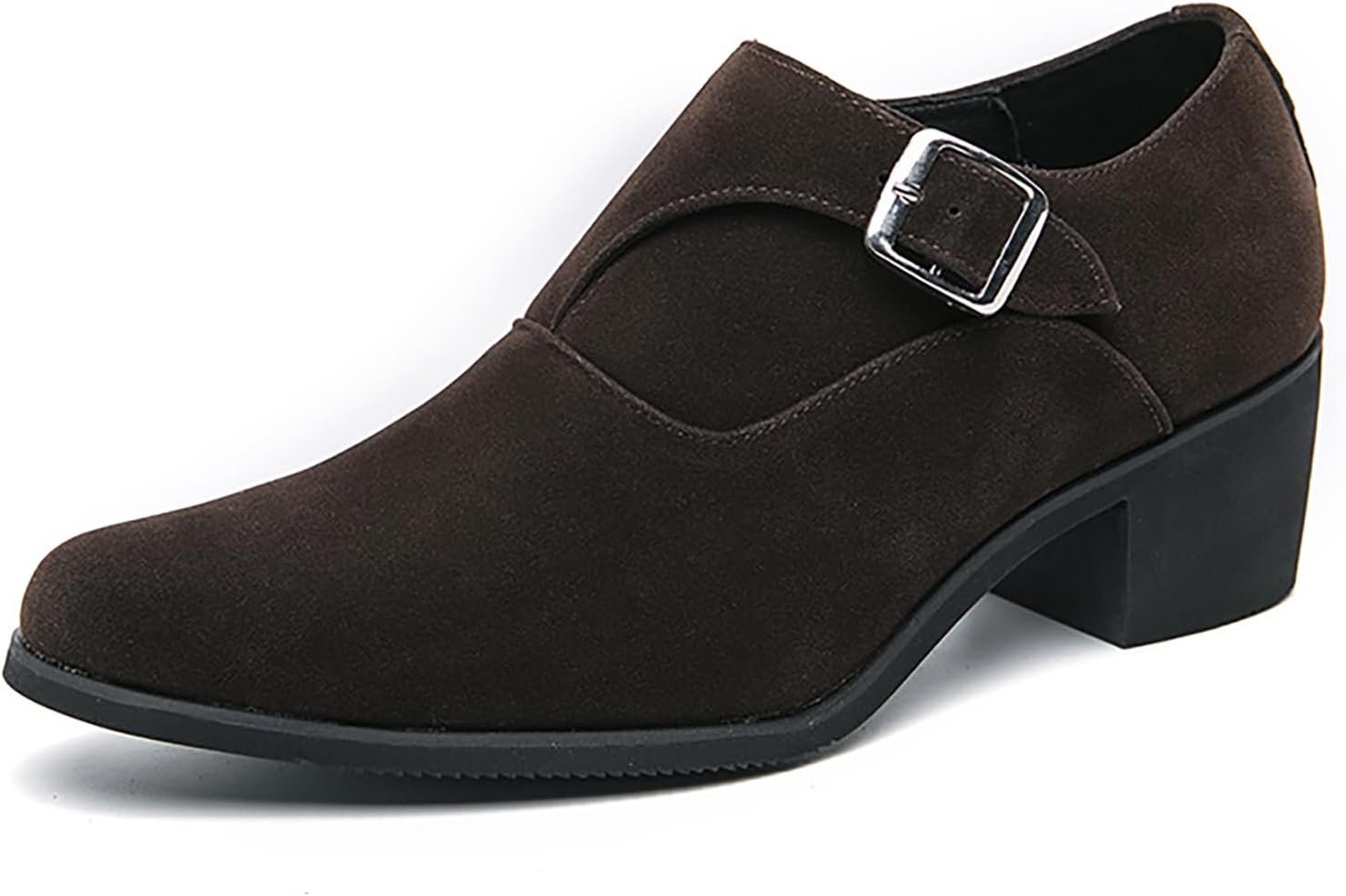 

Мужские лоферы RYNKOMA из замши с заостренным носком, массивным каблуком и монк-ремешком, модные классические модели без шнурков, удобные низкие ботинки для бизнеса, вечеринок, свадеб, выпускных и повседневной носки, коричневый