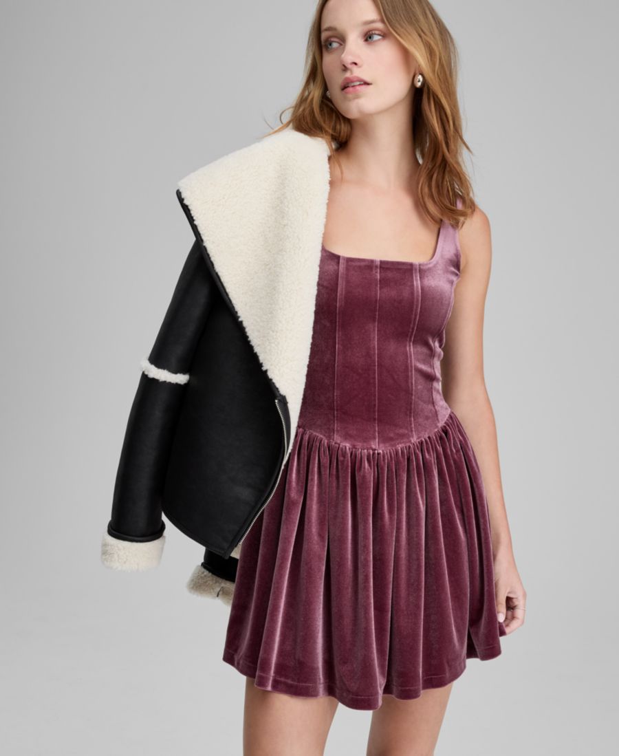 

Женское бархатное мини-платье-корсаж And Now This, Purple