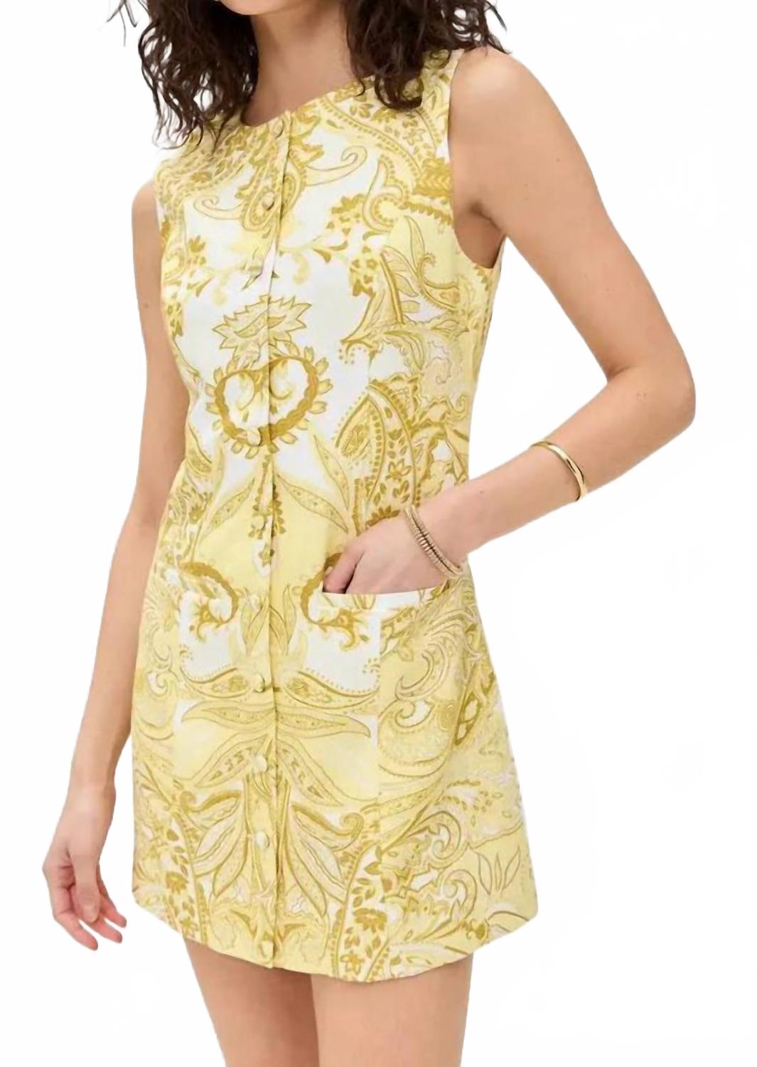 

Физа Пейсли Сдвиг Танк Платье в желтом Hemant & Nandita