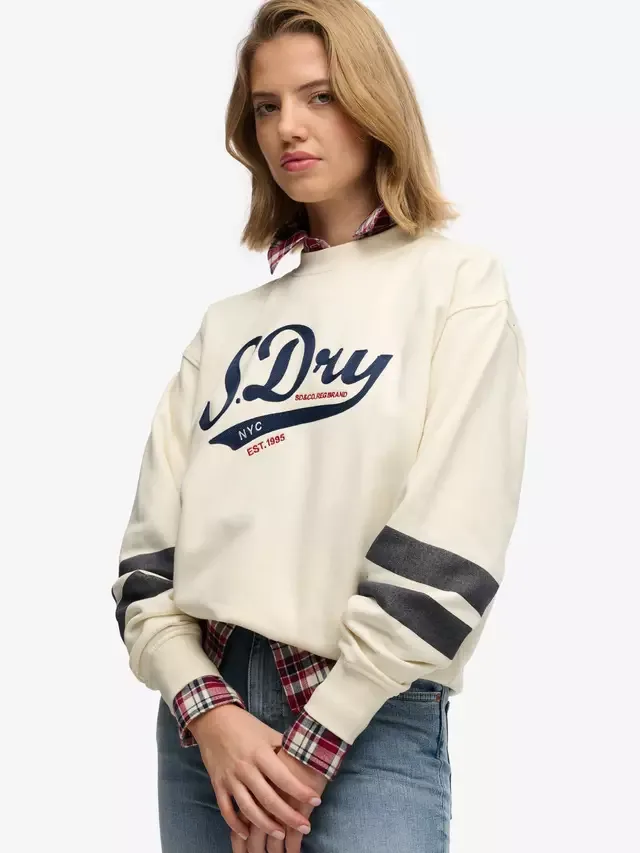 Свободная толстовка Varsity Script, кремового цвета Superdry — фото 4