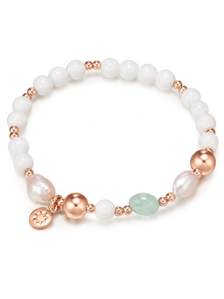 

Lulu & Jane Жемчужный браслет, металлический сплав, аквамарин в оправе из розового золота