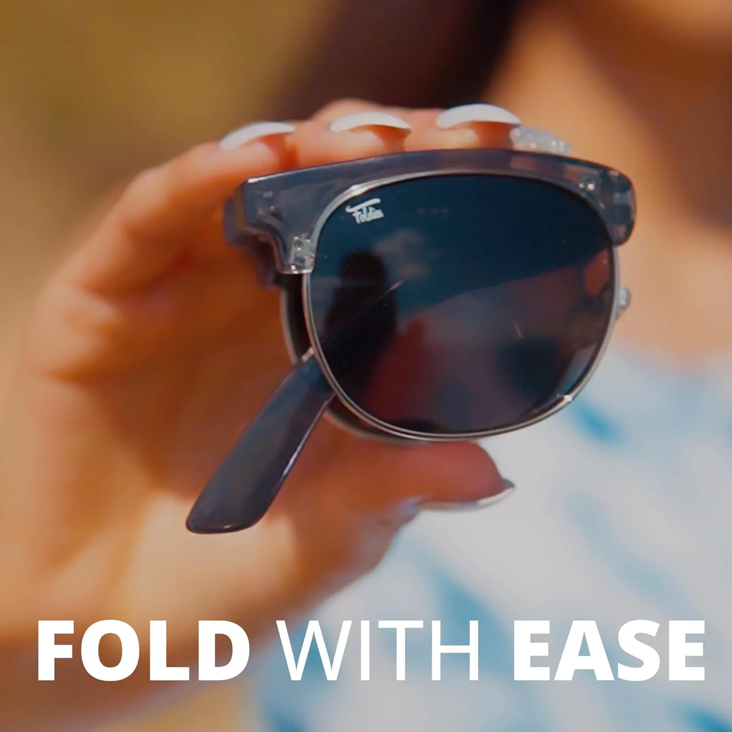 

Складные солнцезащитные очки Foldies Browline с поляризацией, защитой от UV400, UVA, UVB для мужчин и женщин, в кожаном футляре, Matte Black - Classic Green