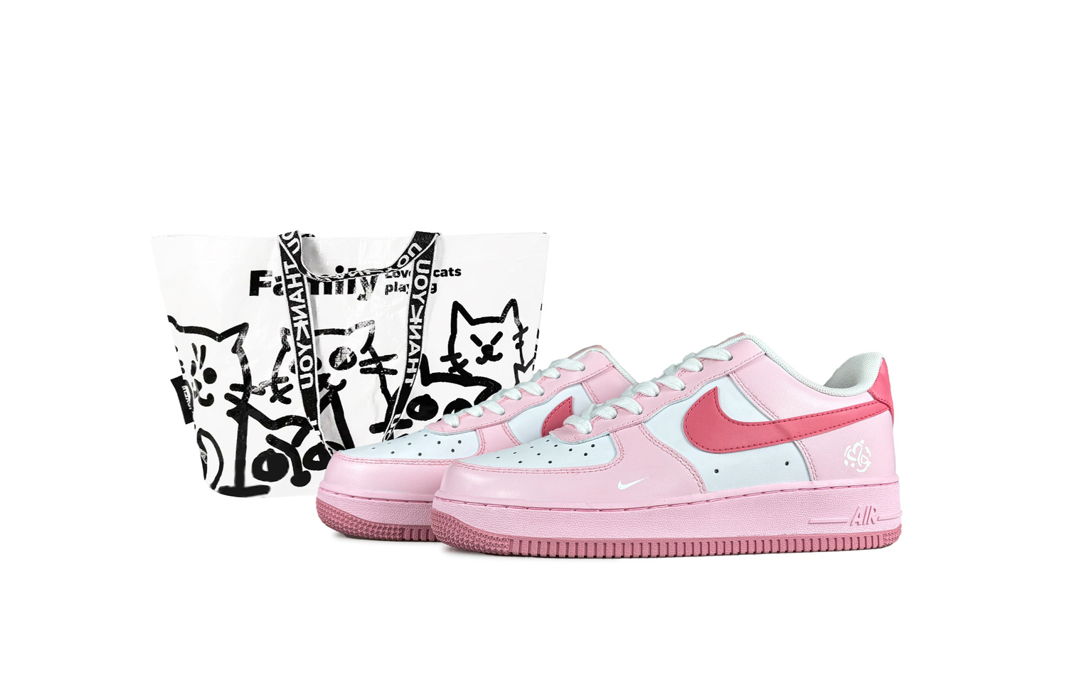 

Nike Air Force 1 Fairy Tale нескользящие устойчивые к истиранию низкие детские скейтбординг кроссовки Pink для подростков