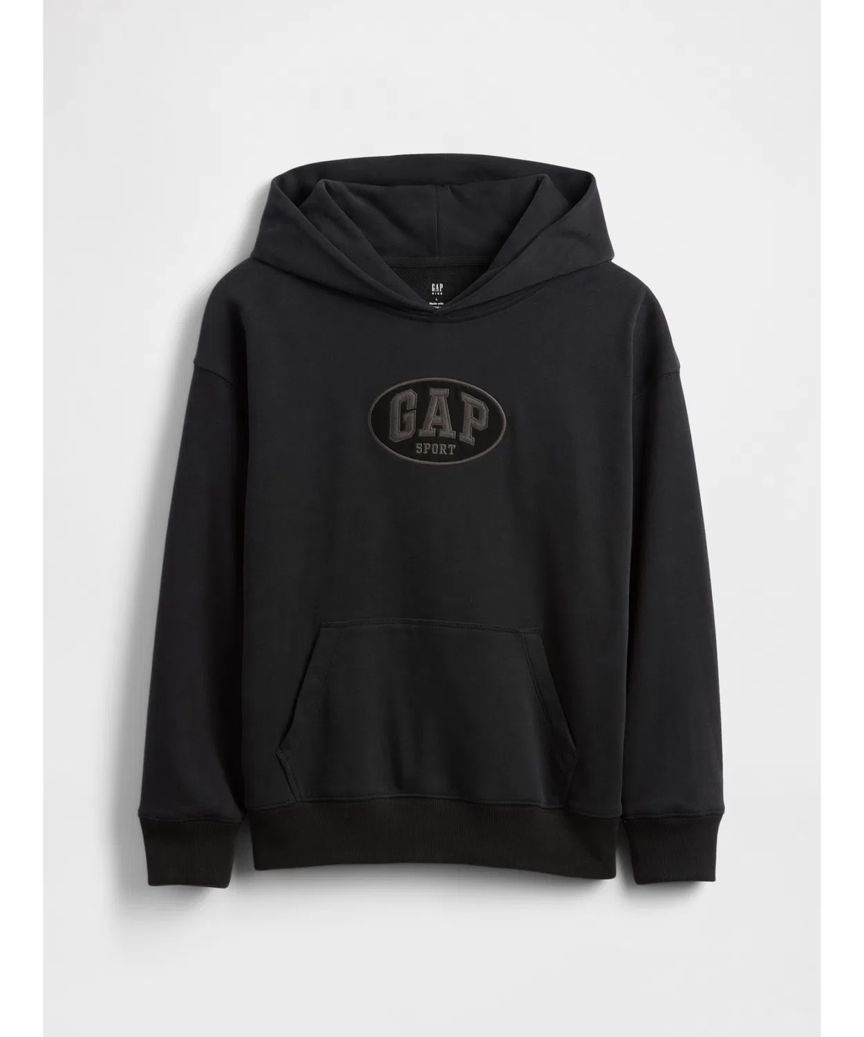 Детская парка Gap Vintage Soft French Terry с логотипом GAP SPORT, чёрная