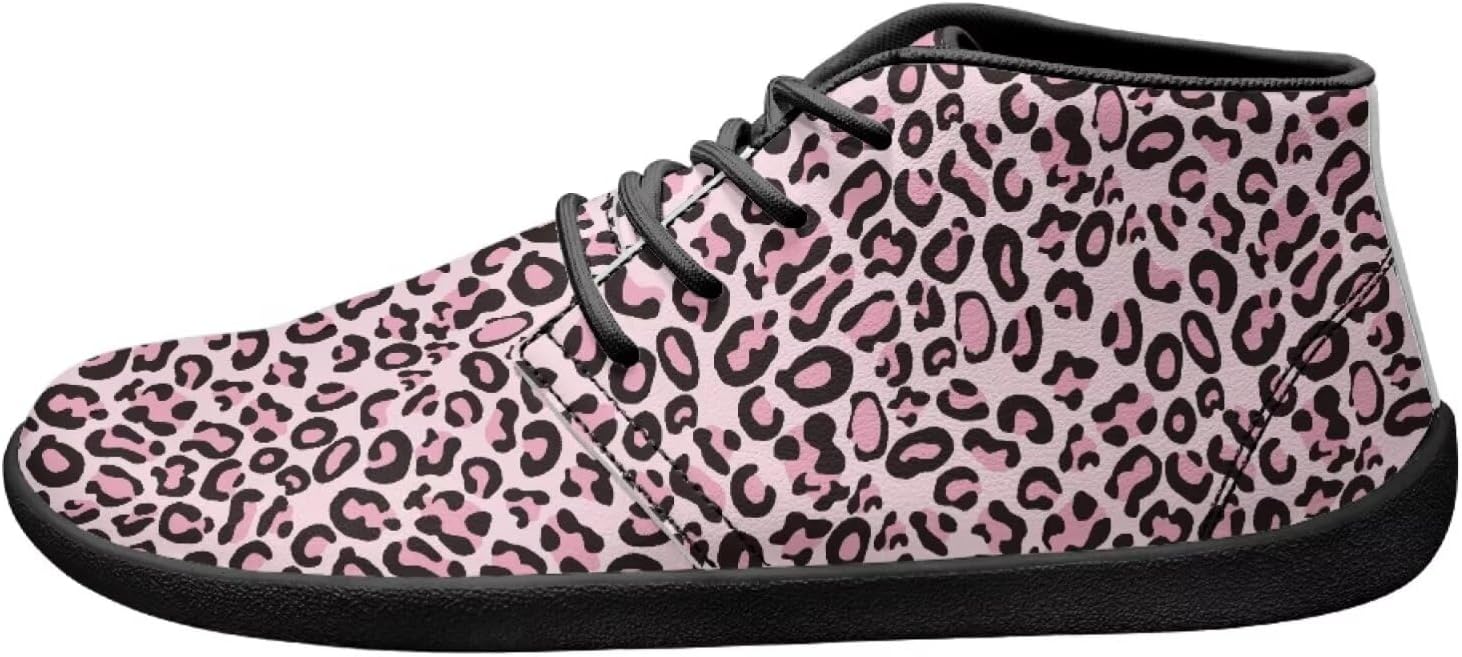 

Мужские кроссовки с широким носком, повседневные минималистичные дышащие ходовые кроссовки с подошвой с нулевым перепадом Pointodoor, Leopard Print