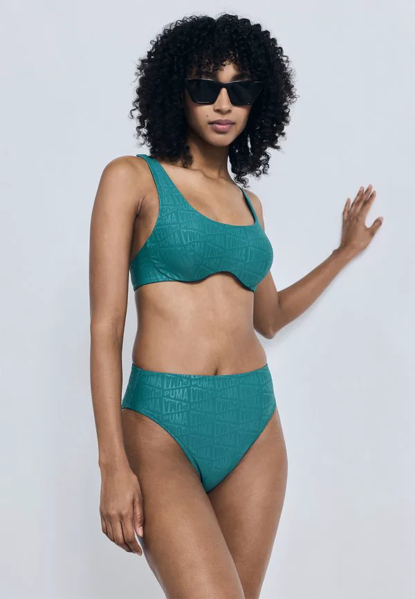 

Женские плавки-бикини с рельефным рисунком и высокой талией Puma, Emerald Ice, Зеленый, Женские плавки-бикини с рельефным рисунком и высокой талией Puma, Emerald Ice
