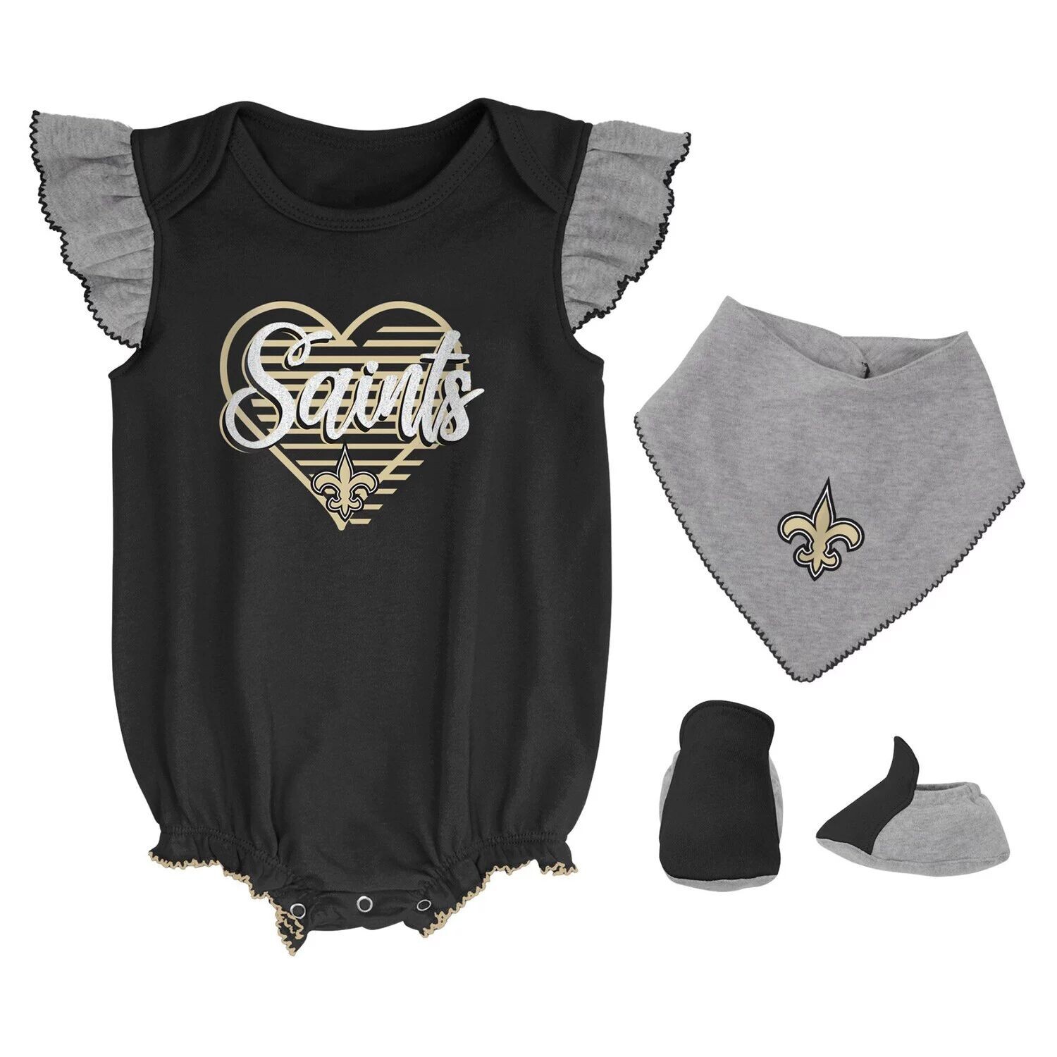 

Комплект боди и пинеток New Orleans Saints All The Love черного/серого цвета для новорожденных и младенцев черного/серого цвета Outerstuff, Черный, Комплект боди и пинеток New Orleans Saints All The Love черного/серого цвета для новорожденных и младенцев 