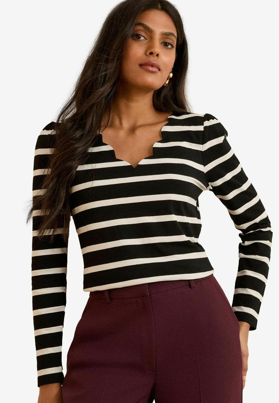 

Топ Love & Roses REGULAR FIT SCALLOP V-NECK , Black And Ivory Stripe/Black